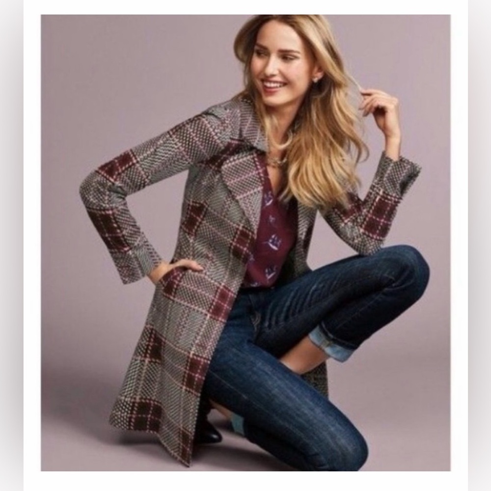 CAbi Sovereign Trench Coat Plaid Sz M